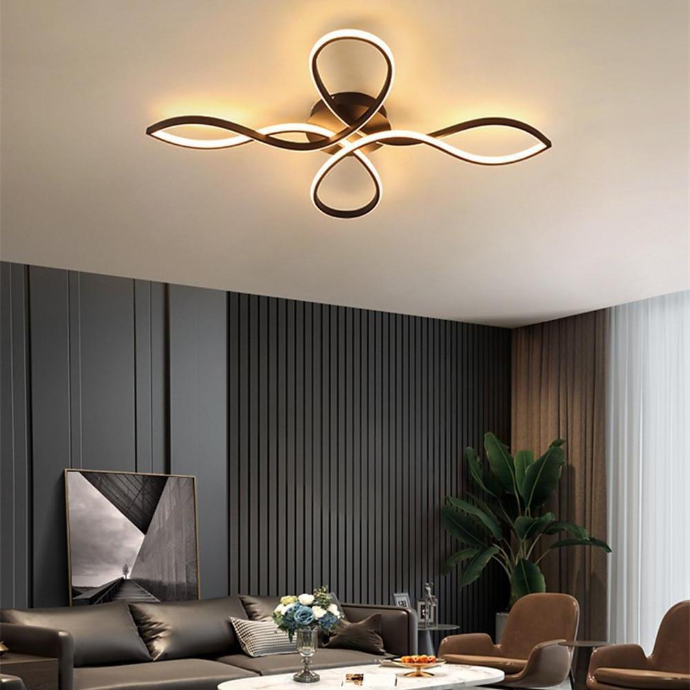Wave Flower Flush-Mount LED Ceiling Light — Metal & Silicone, 27" Diameter, 38W, Dimmable 3000K–6000K with Remote