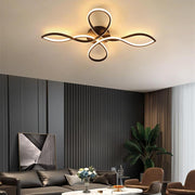Wave Flower Flush-Mount LED Ceiling Light — Metal & Silicone, 27" Diameter, 38W, Dimmable 3000K–6000K with Remote