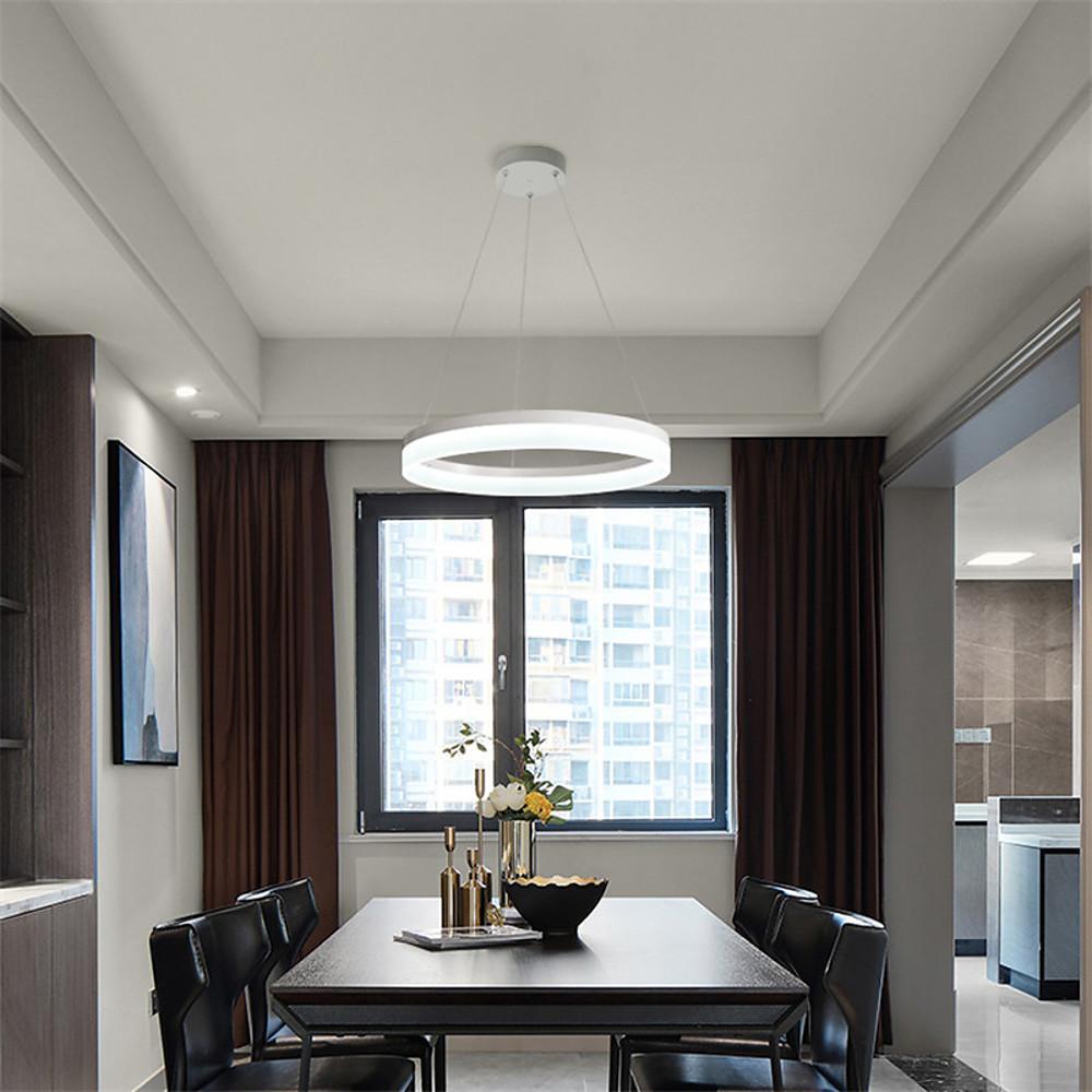 Thick Circle Acrylic Ring Chandelier — Modern LED, 36W Dimmable, 3000K–6000K, 24" Diameter, Remote Control