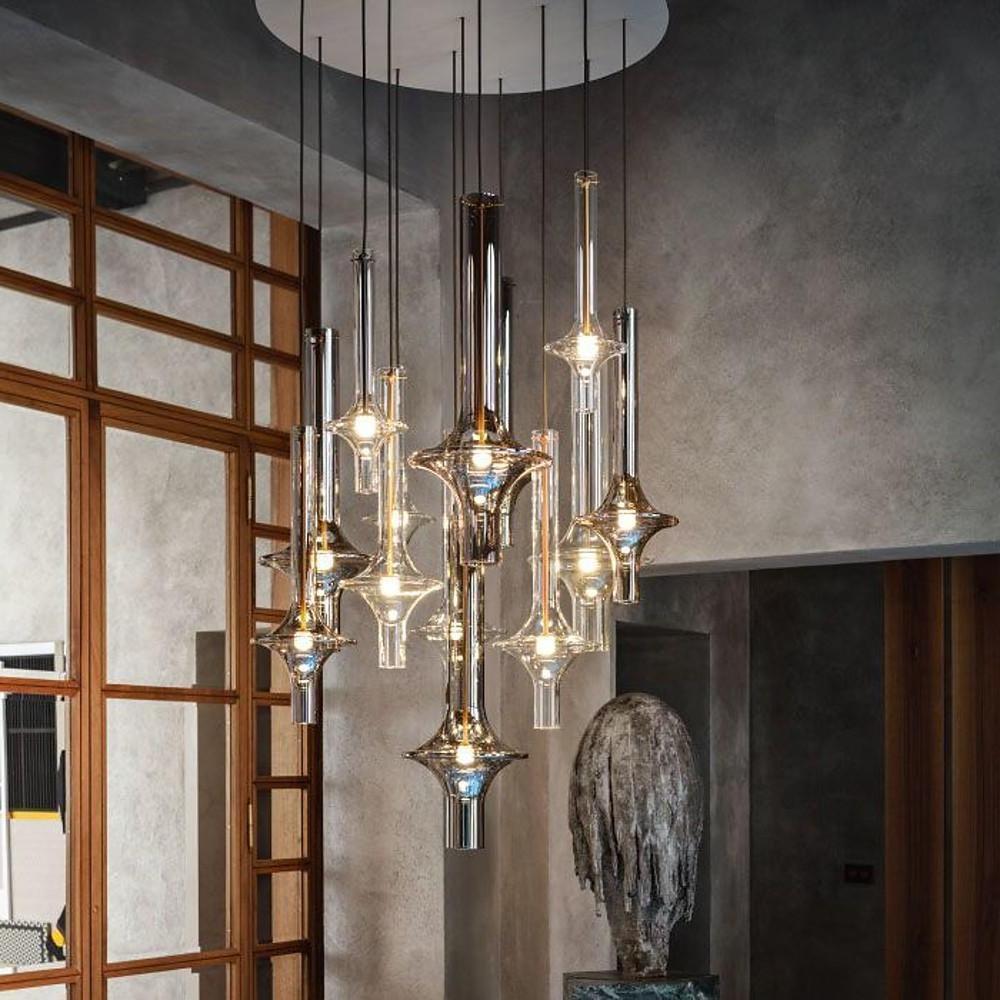 Minimalist Glass Mini Pendant — Metal, Transparent or Smoke Gray, LED 3000K, Adjustable 59" Cord