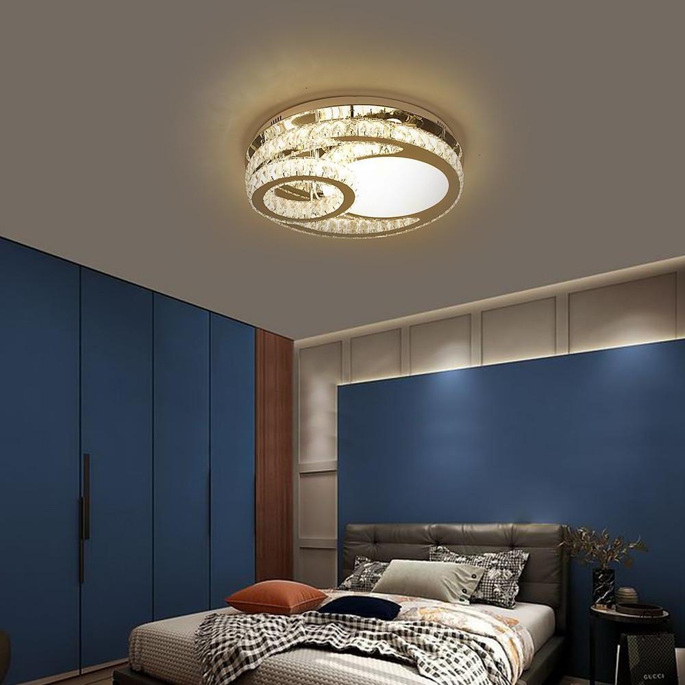 Overlapping Circles Crystal Flush-Mount Ceiling Light — Stainless Steel, LED, 20" Diameter