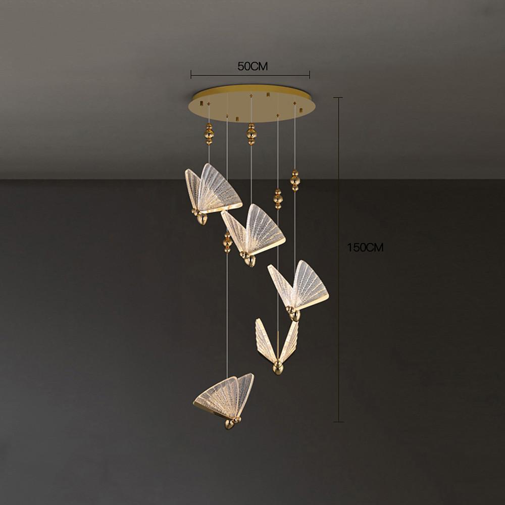 Coastal Butterfly-Shaped Mini Pendant — Metal and Acrylic, LED, 1- to 8-Light, 3000K / 6000K, 47" Adjustable Cord
