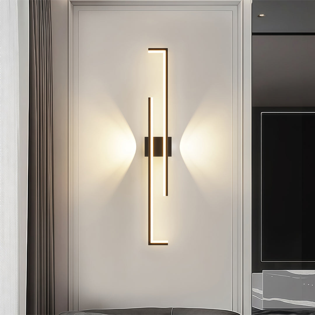 Minimalist Long Bar Wall Sconce — Iron and Acrylic, LED, 3-Step Dimming, Black or Gold, 23.6"–47.2"