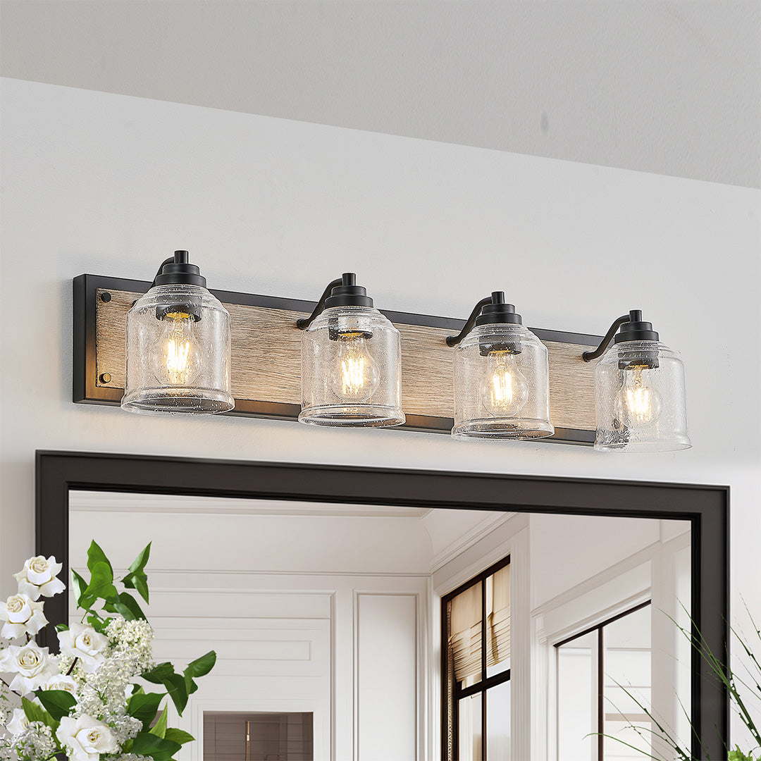 Geometric Linear Multi-Light Vanity Sconce — Iron, Matte Black or White, 3/4/5/6-Light, E26, Hardwired