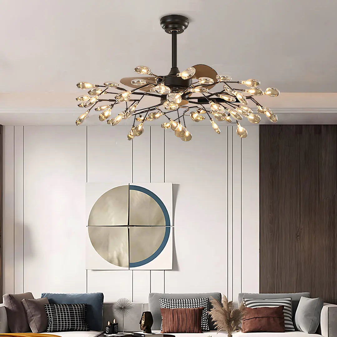 Minimalist Luxury Glam Ceiling Fan with Artistic Light Fixture Luxe
