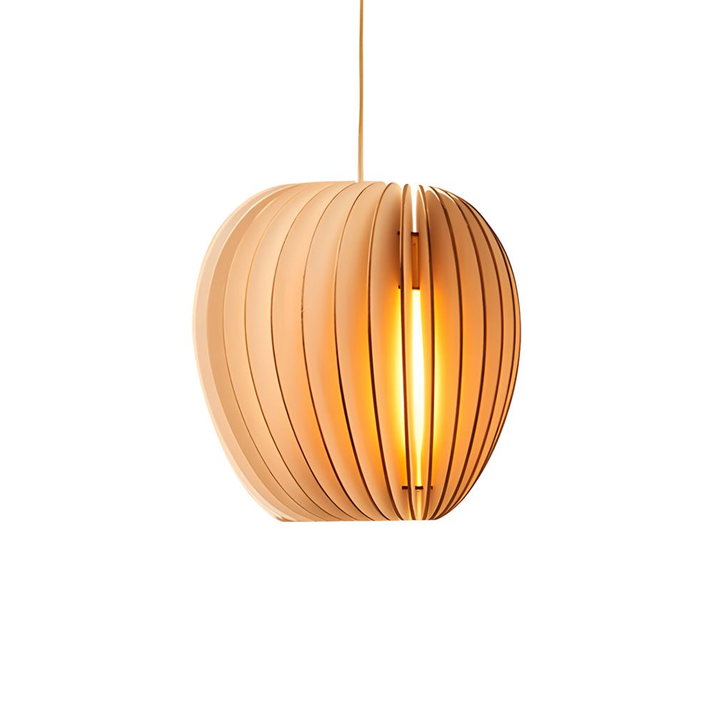 Hand-Woven Wood Veneer Lantern Pendant — Rustic Modern, E27, 3000K Warm White