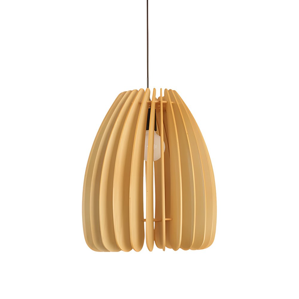 Hand-Woven Wood Veneer Lantern Pendant — Rustic Modern, E27, 3000K Warm White