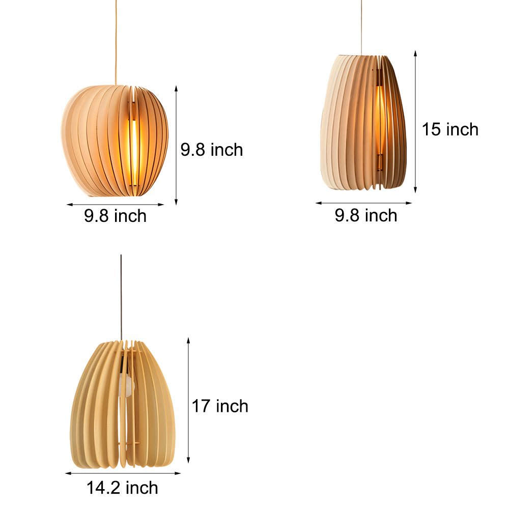 Hand-Woven Wood Veneer Lantern Pendant — Rustic Modern, E27, 3000K Warm White