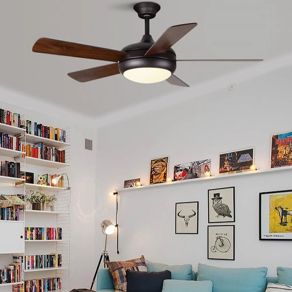 Retro Wood Ceiling Fan with 3 Hanging Blades, Mute Operation, Energy Saving, and Integrated Lights Luxe