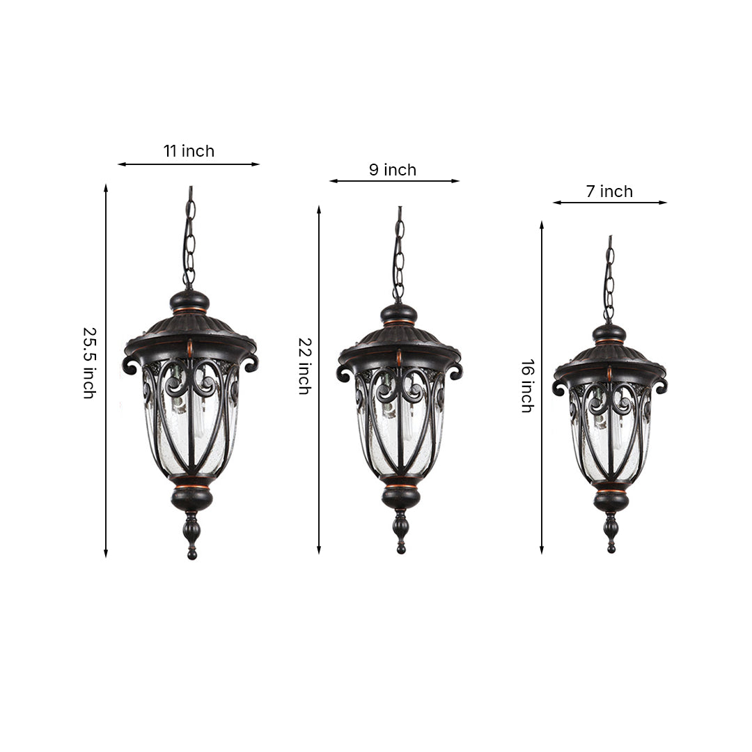 Mid-Century Cone Outdoor Pendant Light — Black Aluminum, Scratch-Resistant Glass, IP54, E27 LED, 7W