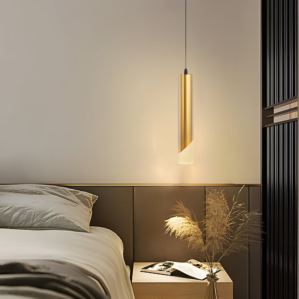 Slender Cylinder Mini Pendant — Gold, Acrylic, 12W LED, 3-Step Dimming (3000K/4500K/6000K)