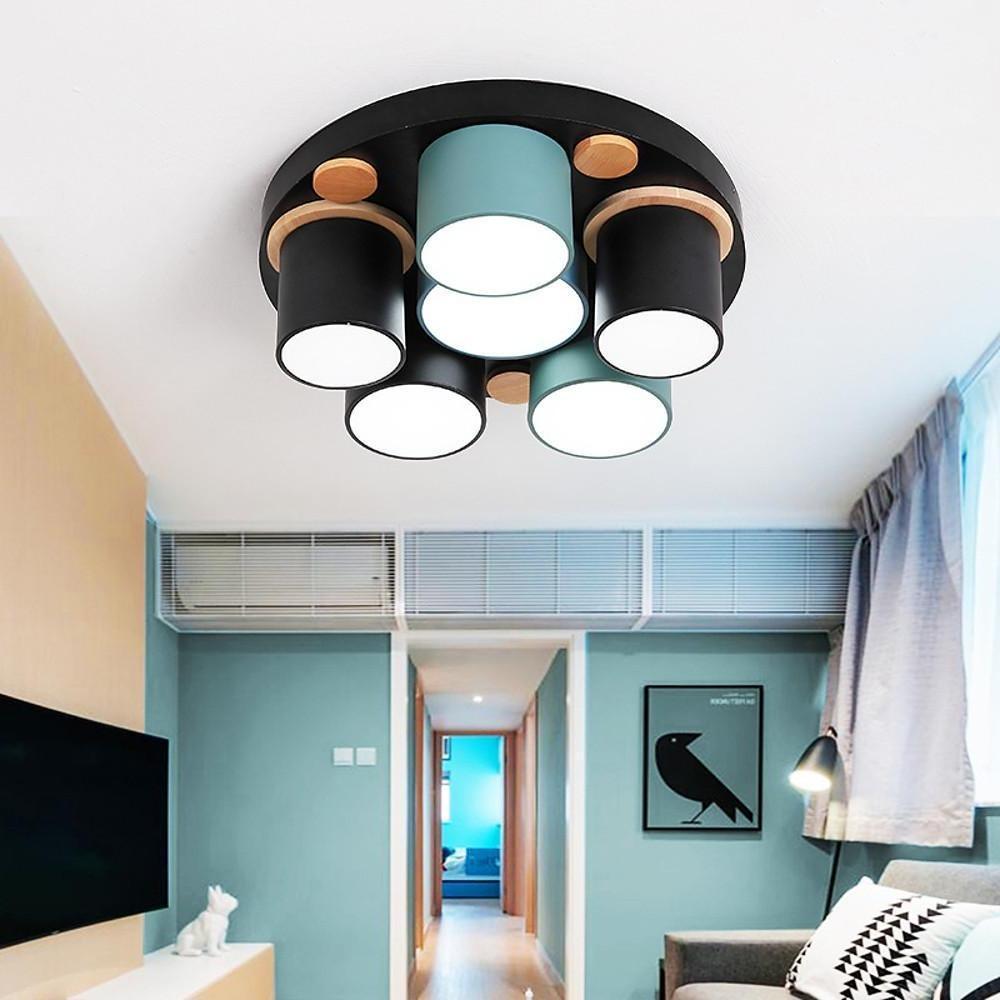 Rounded Cylindrical LED Flush-Mount Ceiling Light — Metal & PVC, 3000–5400K, 3, 6, or 8-Light