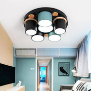 Rounded Cylindrical LED Flush-Mount Ceiling Light — Metal & PVC, 3000–5400K, 3, 6, or 8-Light