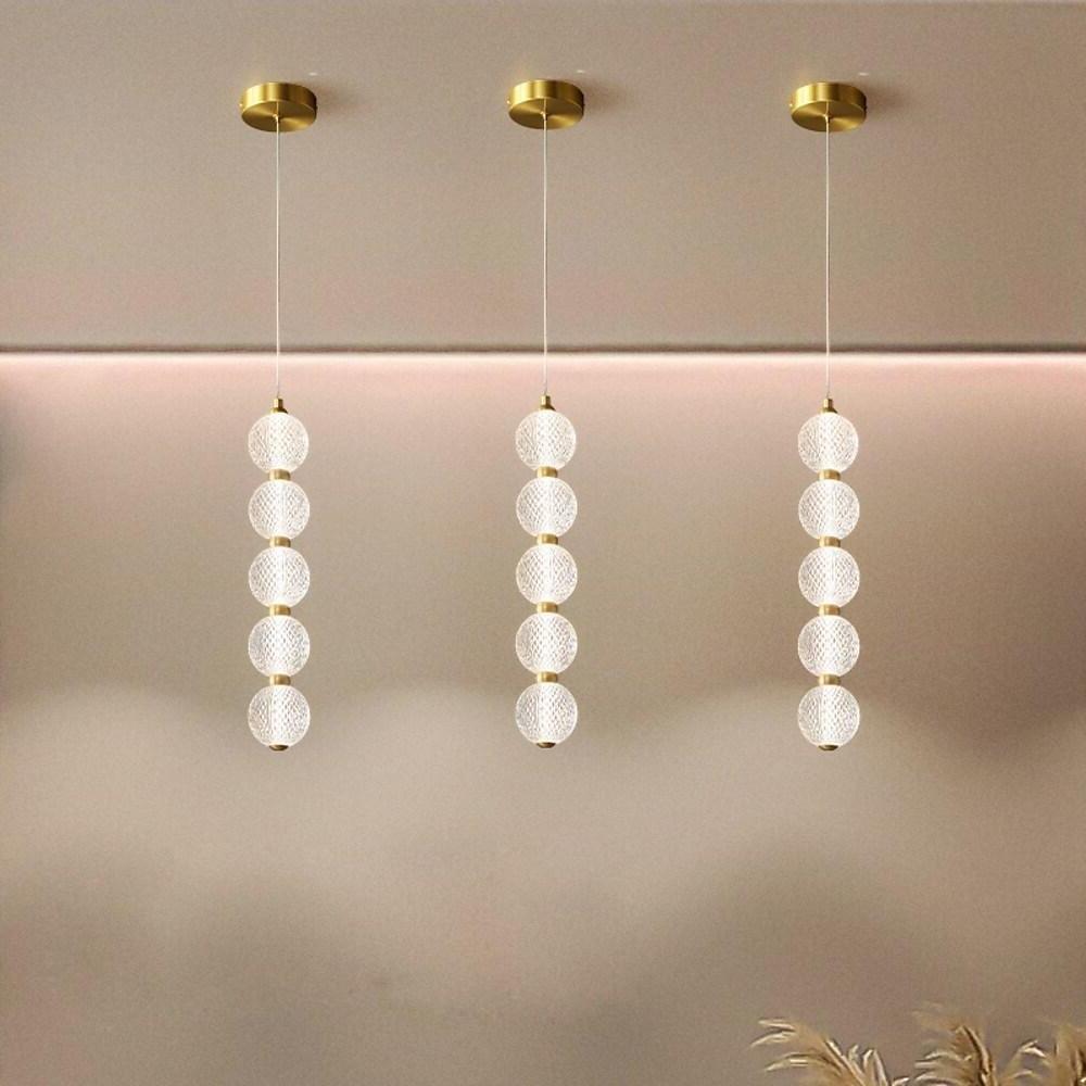 Geometric Globe Mini Pendant Lights, Set of 3 — Copper and Acrylic, LED Integrated, 14W, Adjustable 47.2" Cord