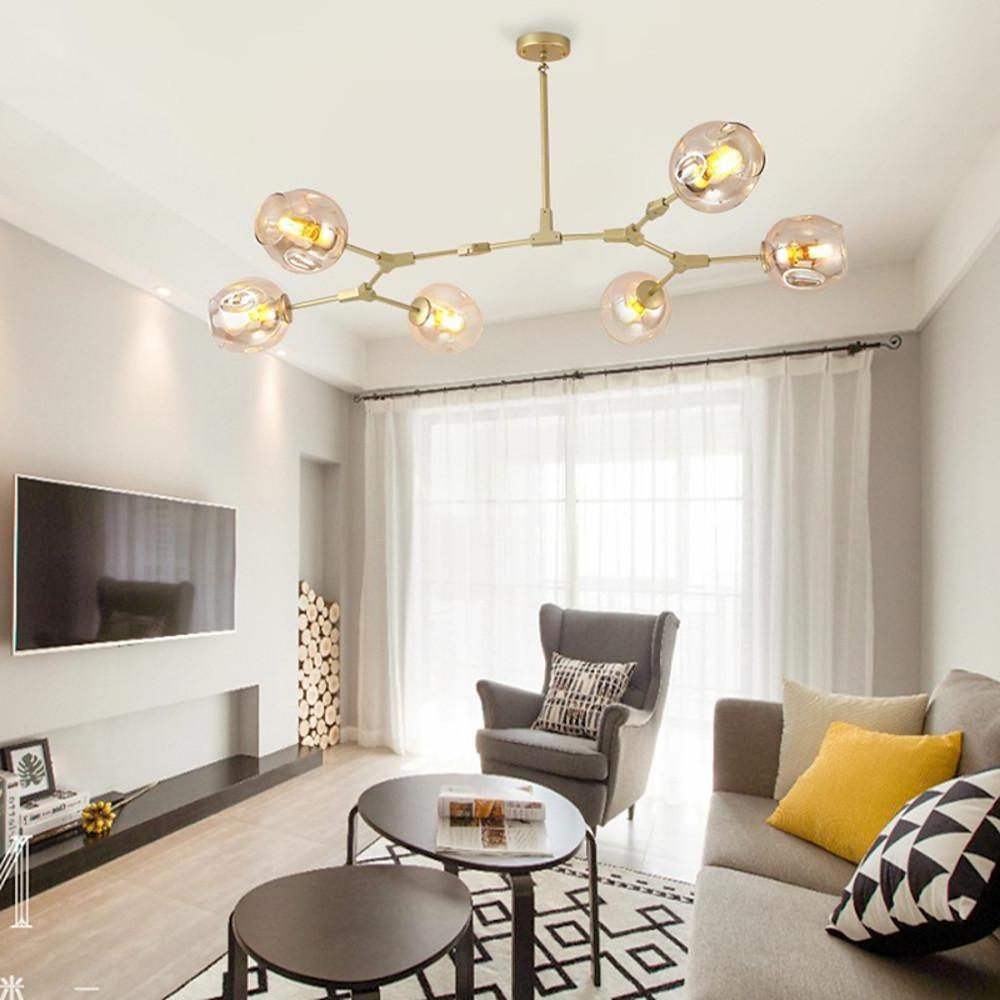 Molecule Sputnik Chandelier — Blown Glass, Metal, 6-Light, 55" Wide, E26/E27