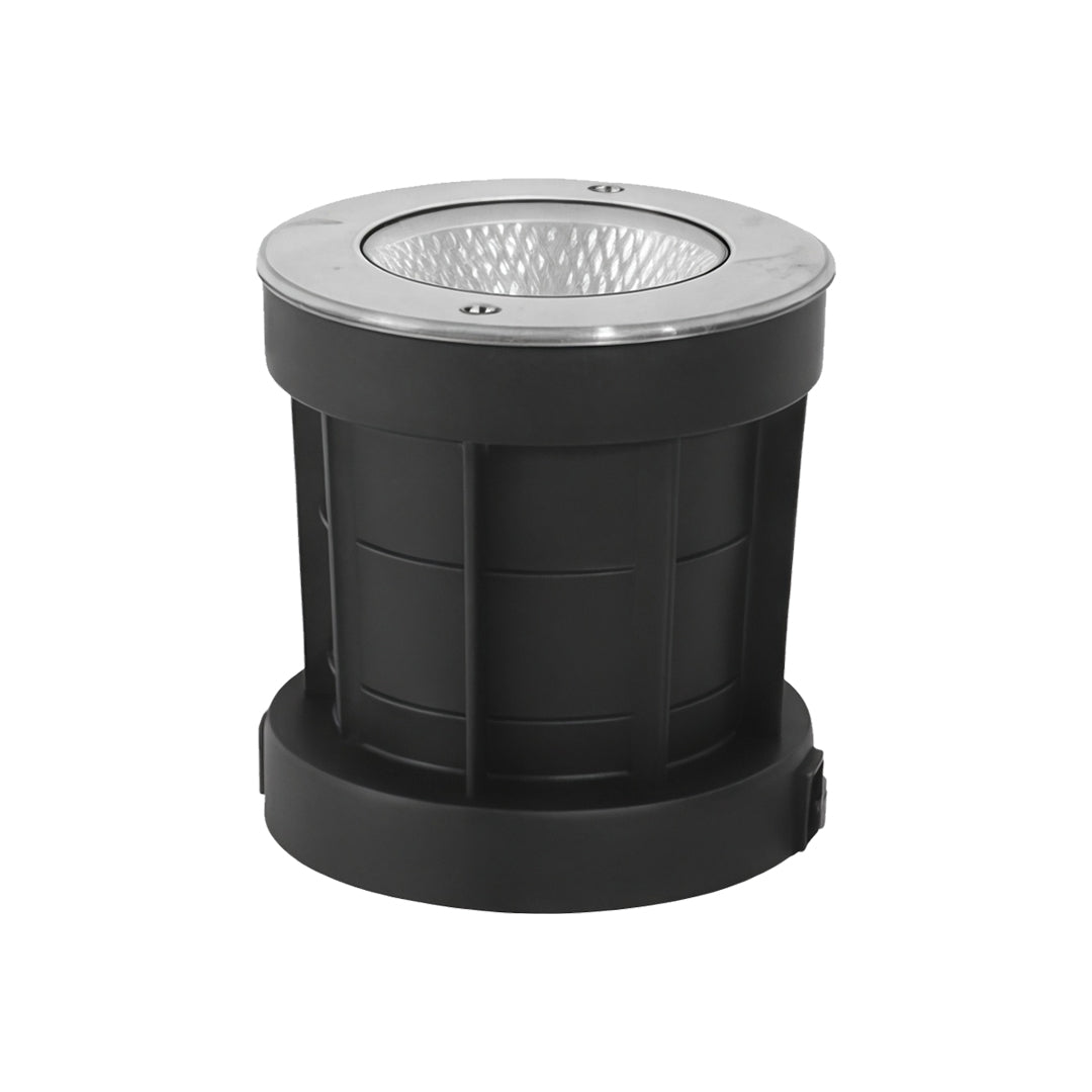 Inground Landscape Step Light — Stainless Steel & Tempered Glass, 12W LED, IP65, Hardwired, 110V, Warm White 3000K