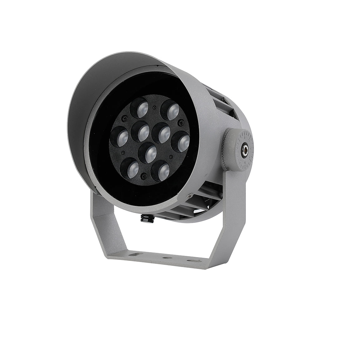 Circular Outdoor LED Spotlight — Die-Cast Aluminum, IP65, 9W / 12W, DC24V, RGB Option