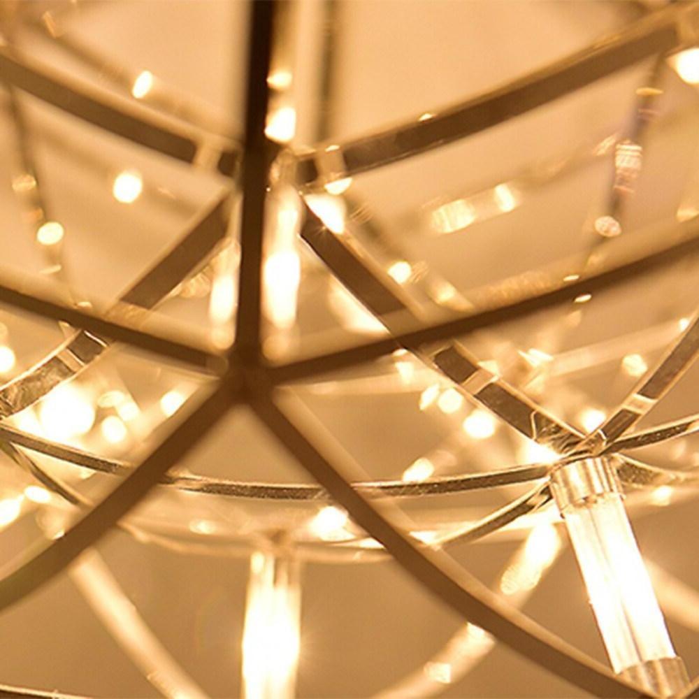Woven Sphere Pendant Light — Stainless Steel Chrome, 42-Light LED, 12" Diameter, 20W, 3000K / 6000K