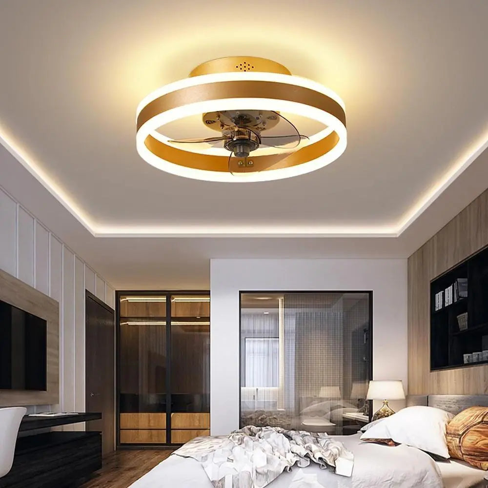 16-Inch Modern LED Ceiling Fan Light Chandelier - Dimmable Flush Mount Design Luxe