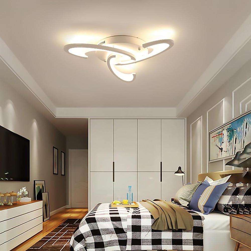 Geometric Flower LED Flush-Mount Ceiling Light — Acrylic & Aluminum, 3-Step Dimming, 3000K–7000K, 3-Light / 6-Light / 12-Light