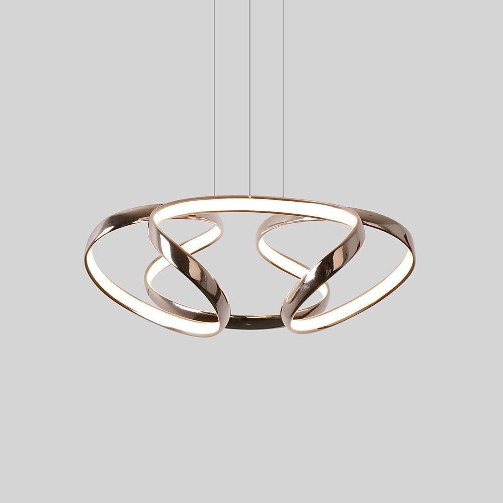 Curved Flower-Shaped LED Pendant Chandelier — Aluminum, 1-Light 40W, 18" Diameter, 3000K / 6000K, 39" Adjustable Cord