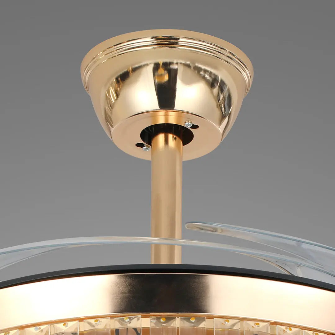Luxury European-Style Crystal Ceiling Fan with Lights in Gold Iron Luxe