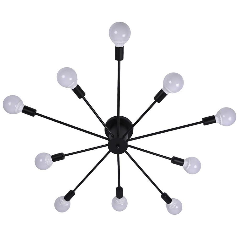 Sporadic 10-Light Semi-Flush Chandelier — Metal Iron, Modern Farmhouse, 25" Diameter
