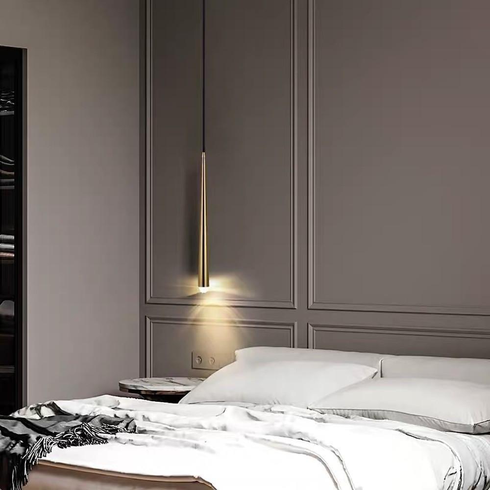 Elongated Cylinder Mini Pendant — Metal and Acrylic, LED 3000K, 1" Dia × 23", 59" Adjustable Cord
