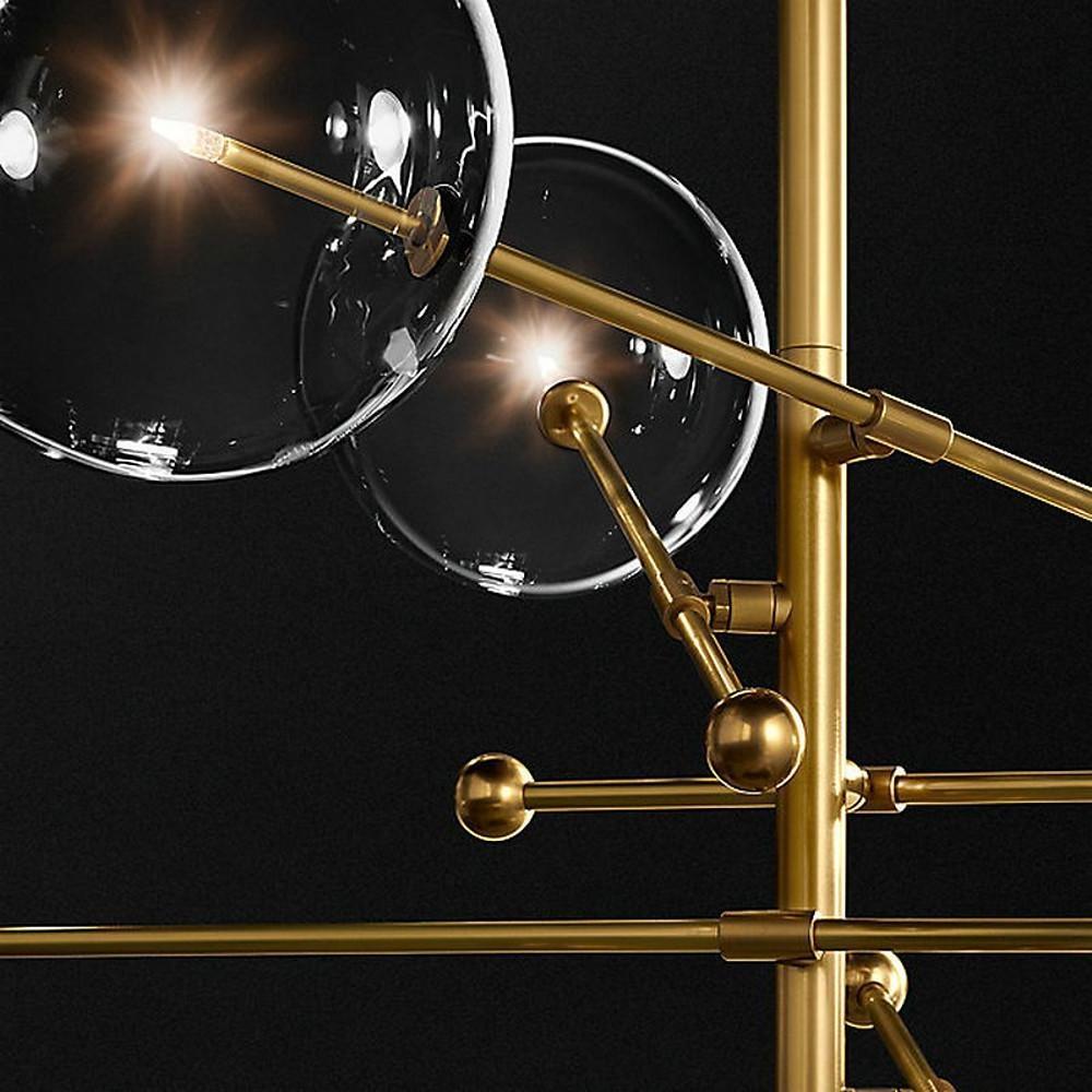 Geometric Globe Chandelier — Metal and Glass, 6-Light, 31" Wide, 3000K / 6000K, 110–120V