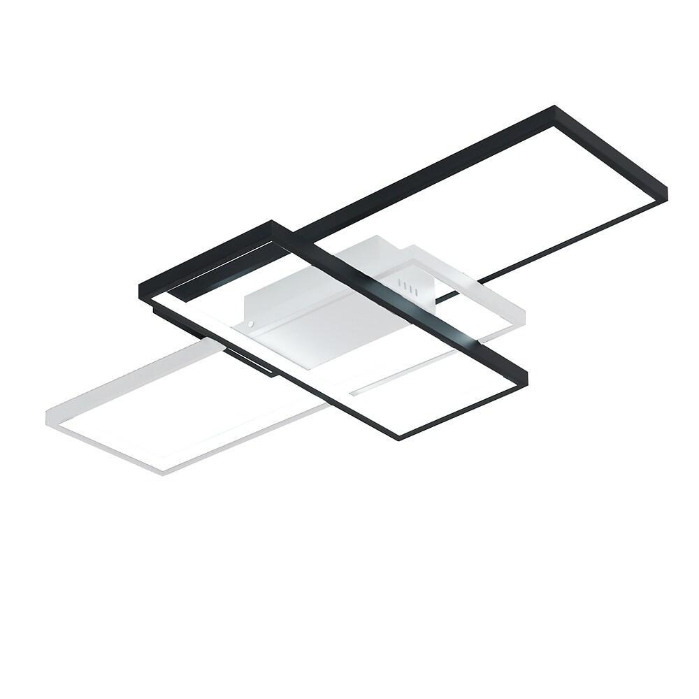 Large Multi-Rectangle Flush-Mount Ceiling Light — 3-Tier Integrated LED, Black, Gold or White
