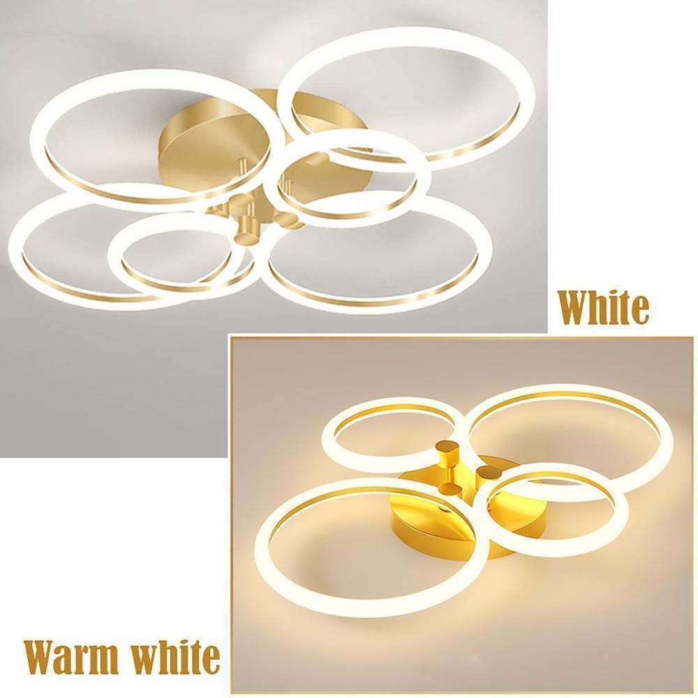 Circular Ring LED Flush-Mount Ceiling Light — Metal & Acrylic, Dimmable with Remote, 2-Light to 6-Light, 18"–30"
