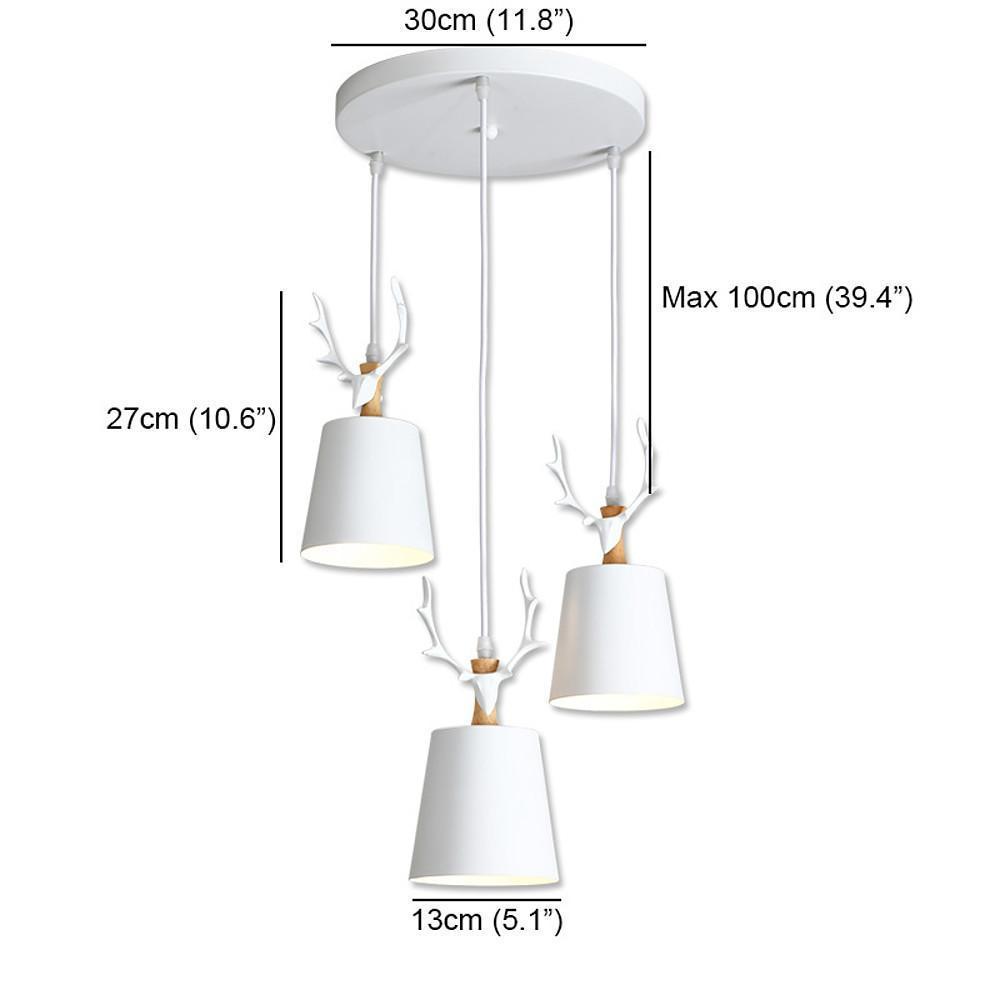 Antler 3-Light Chandelier — Metal and Aluminum, Painted Finish, E26/E27, 60W, 11" Diameter