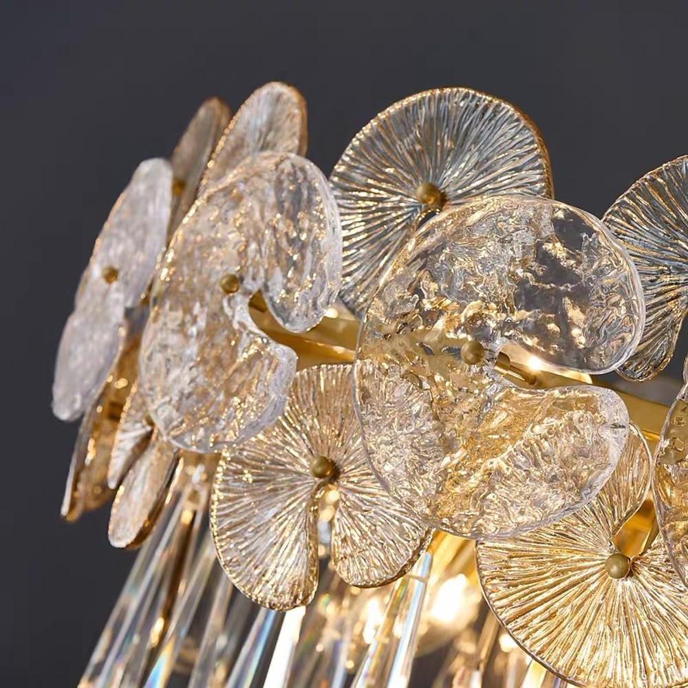 Crystal Candelabra Flush-Mount Chandelier — Metal, 10-Light, E12 LED, 3000–5400K
