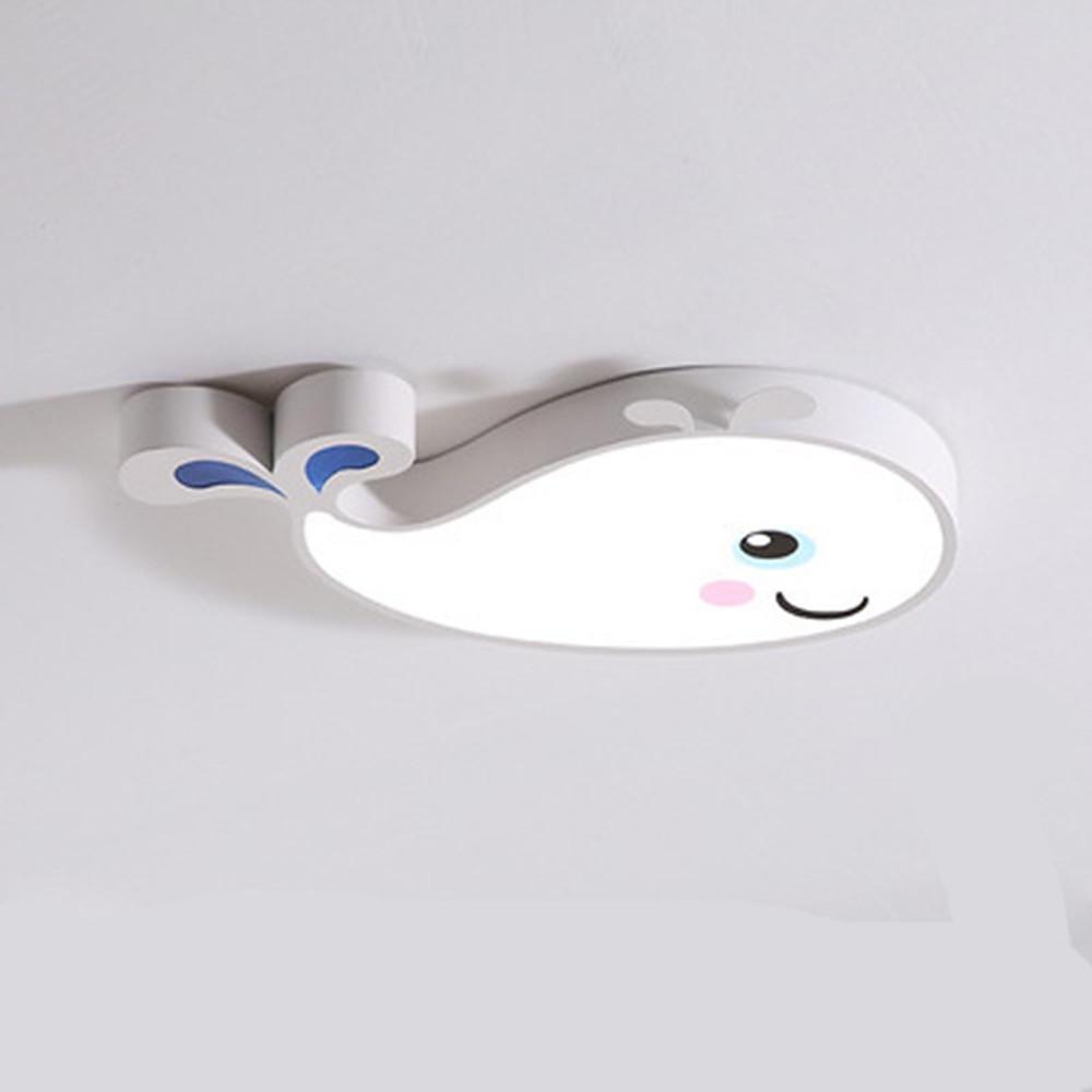 Animal-Shape LED Flush-Mount Ceiling Light — Metal, 30W, 24", White / Blue / Pink