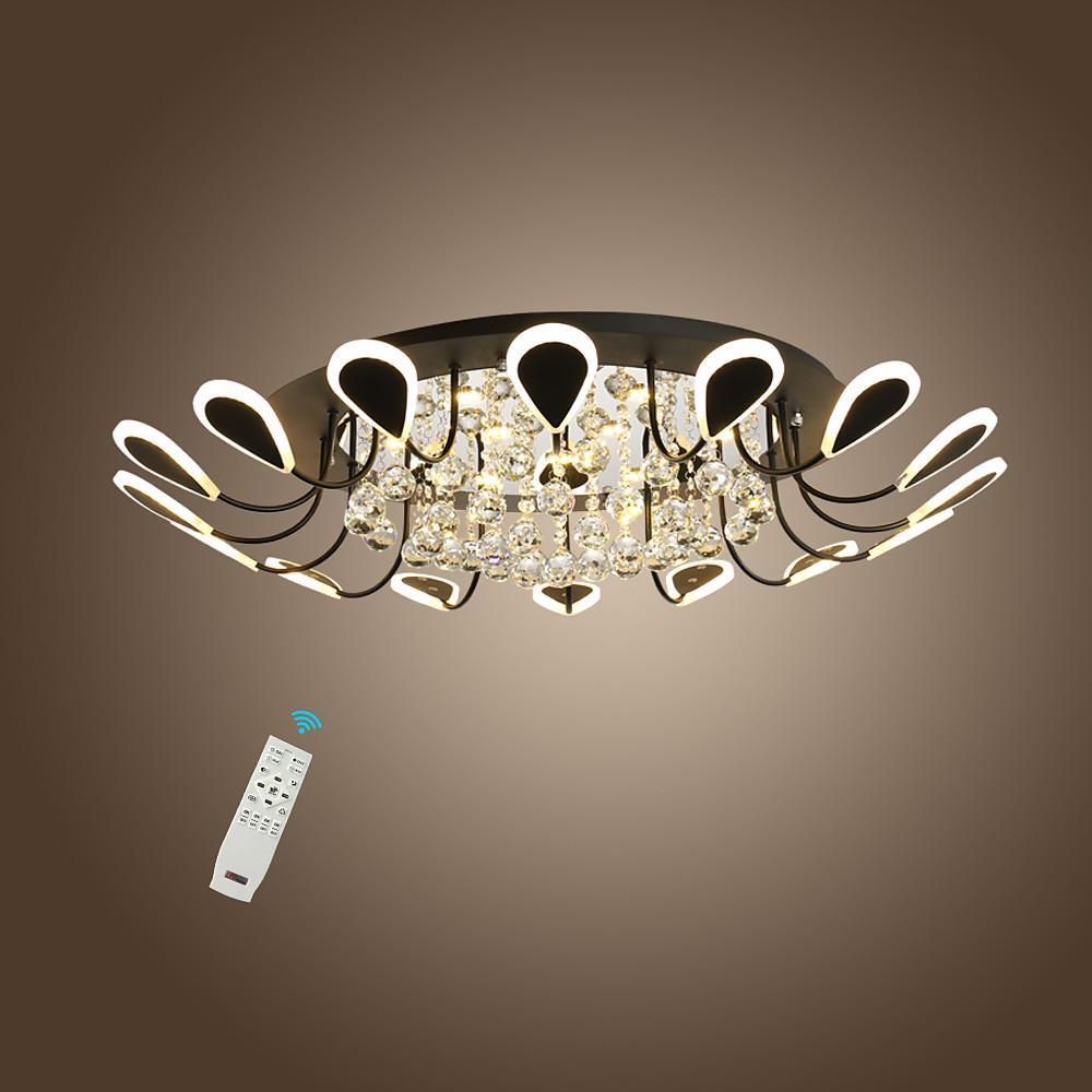 Modern Flush Mount Ceiling Light with Dimmable LED and Flower-Shaped Crystal Design