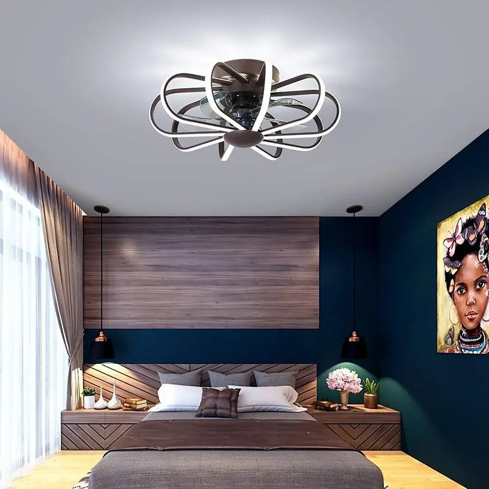 Modern 5-Blade Ceiling Fans with Surrounding LED Lights Luxe