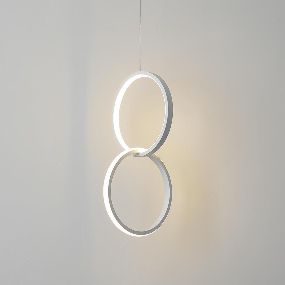 Interlocking Dual-Ring LED Pendant Light — Aluminum and Acrylic, Dimmable, Remote Control, 3000K–6000K, 59" Adjustable Cord
