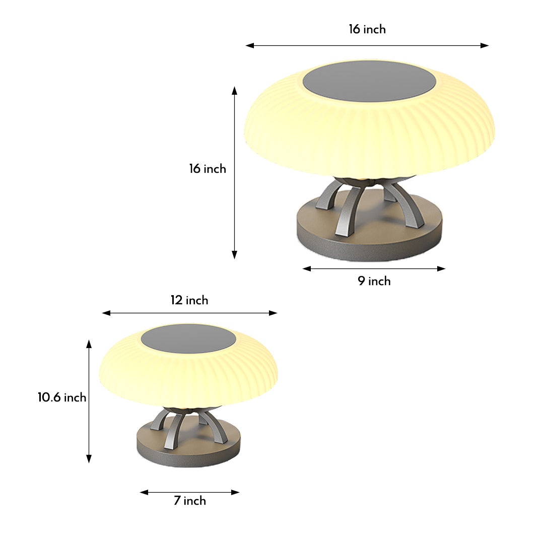 Modern Arc Column Pillar Light — Stainless Steel, PE Shade, LED 3000K, IP65, Solar / Hardwired