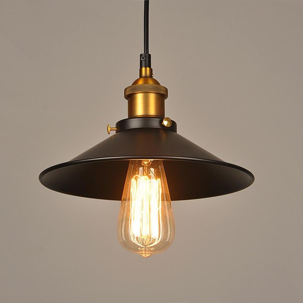 Cone Mini Pendant Light — Black & White Metal, Industrial, Adjustable 47" Cord, LED Compatible