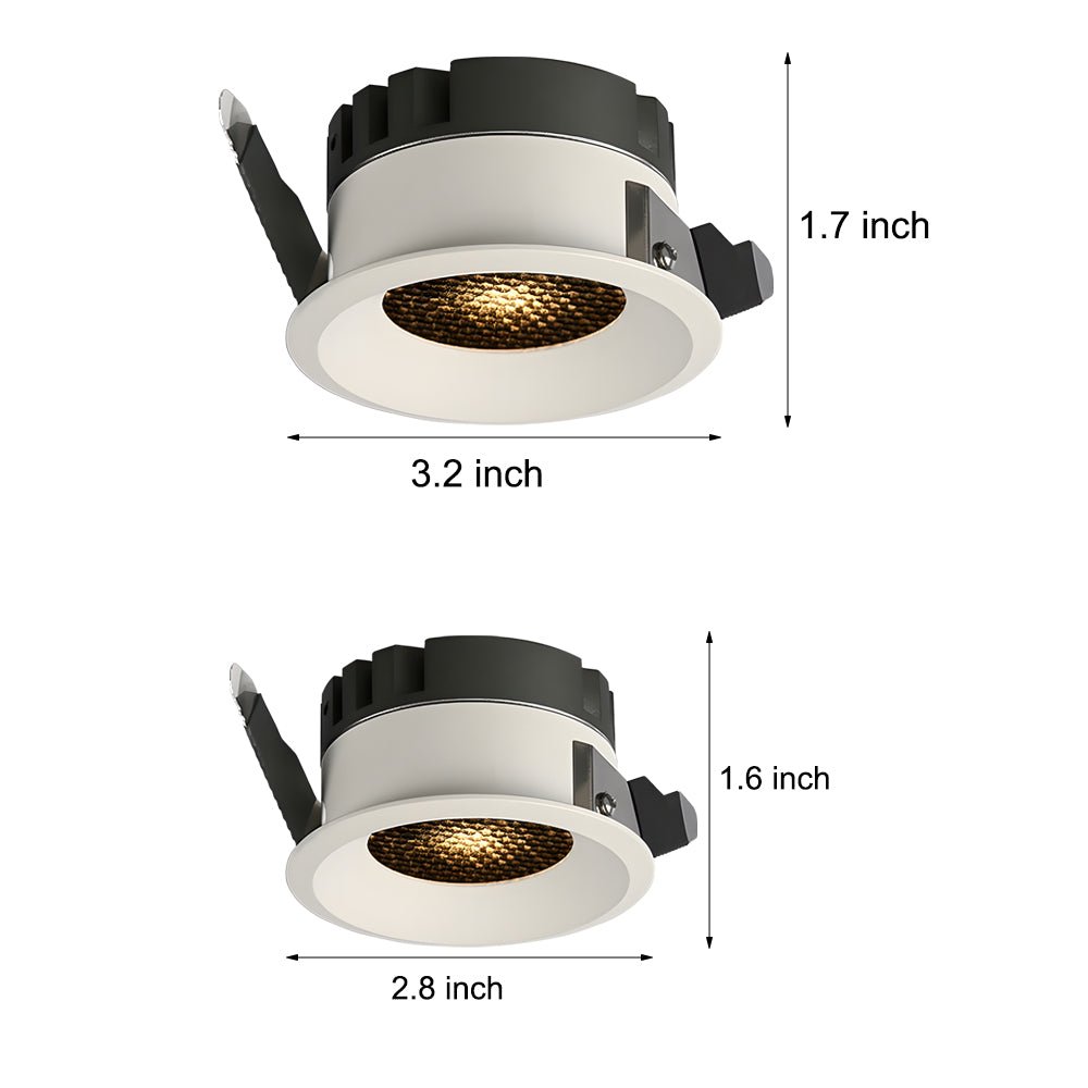 Honeycomb Lens LED Recessed Downlight — Aluminum, Matte White, 7W/9W, 24° Beam, 3000K/4000K