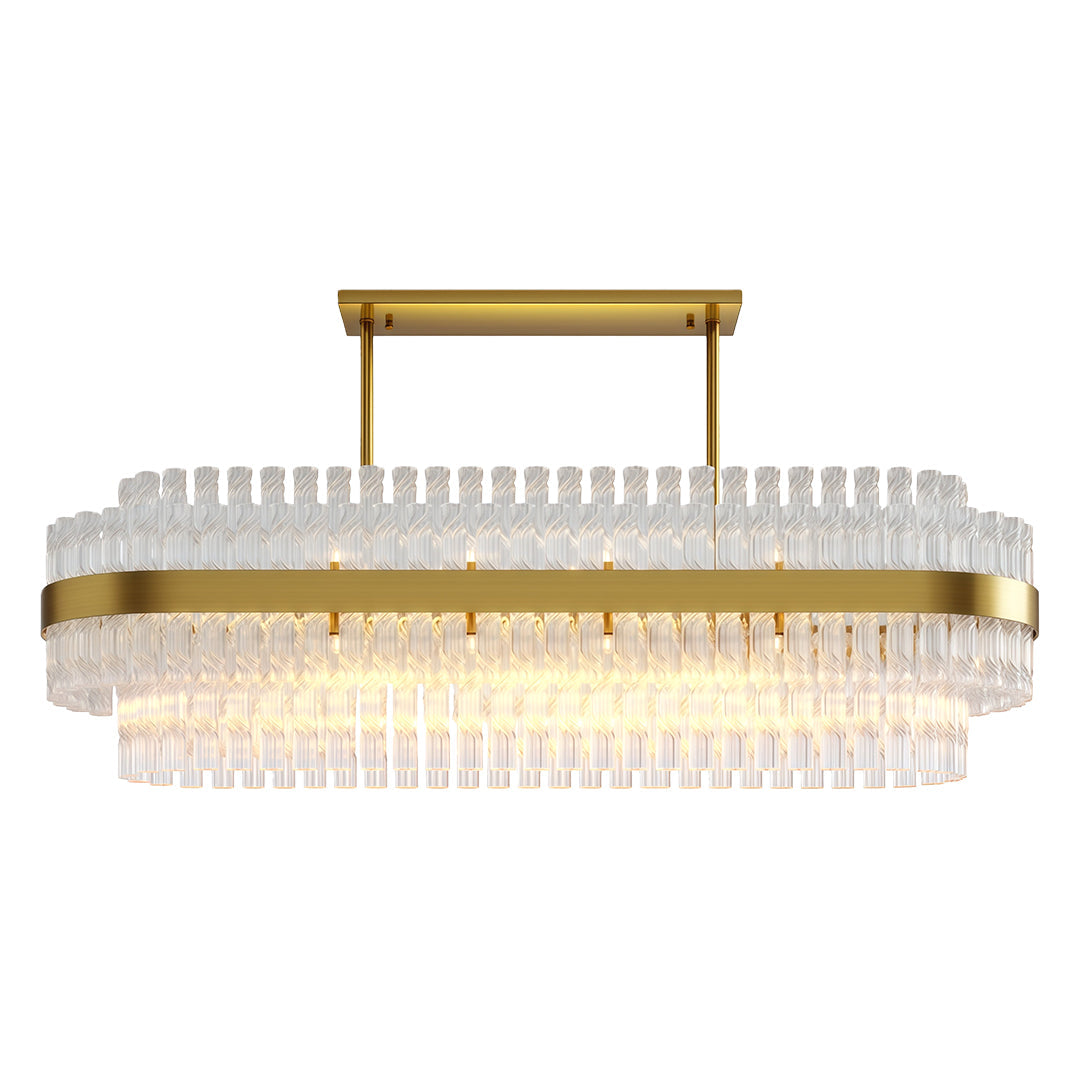 Industrial Modern Chandelier — Solid Brass, Transparent Glass, G9, Multiple Sizes