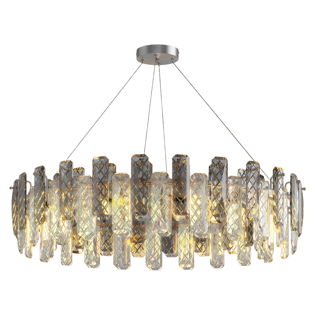Contemporary Crystal Chandelier — Copper / Chrome / Black, Cut Crystal, Eye-Protecting, 47.2" Adjustable Chain