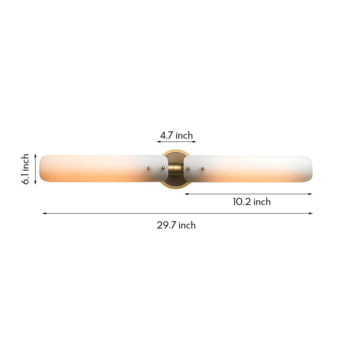 Art Deco Linear Wall Sconce — Solid Brass and Glass, E14, 3-Step Dimming, 1-, 2-, or 4-Light