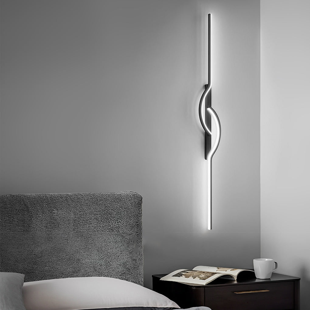 Modern Linear Wall Sconce — Black Aluminum, Silicone Diffuser, 3-Step Dimming, 5 Sizes