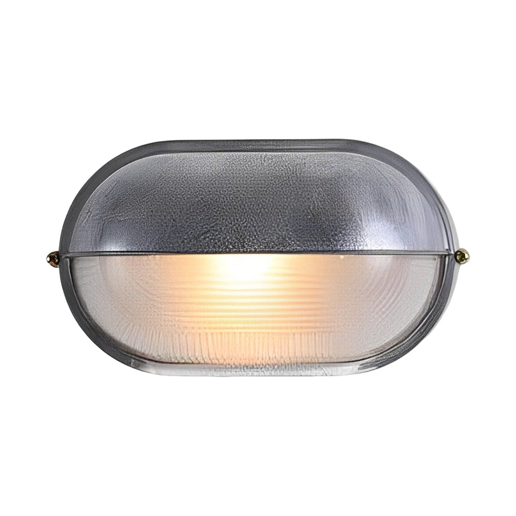 Retro Industrial Oval Bulkhead Outdoor Wall Sconce — Die-Cast Aluminum and Glass, IP65, 1-Light, Cement Gray or Gold