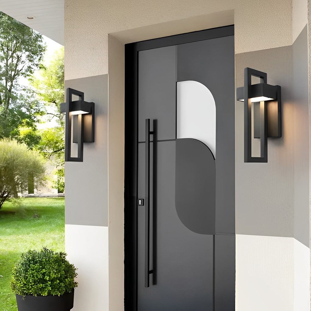 Rectangular Modern Outdoor Wall Sconce — Black Stainless Steel, Acrylic, LED, 840lm, IP65 Weatherproof