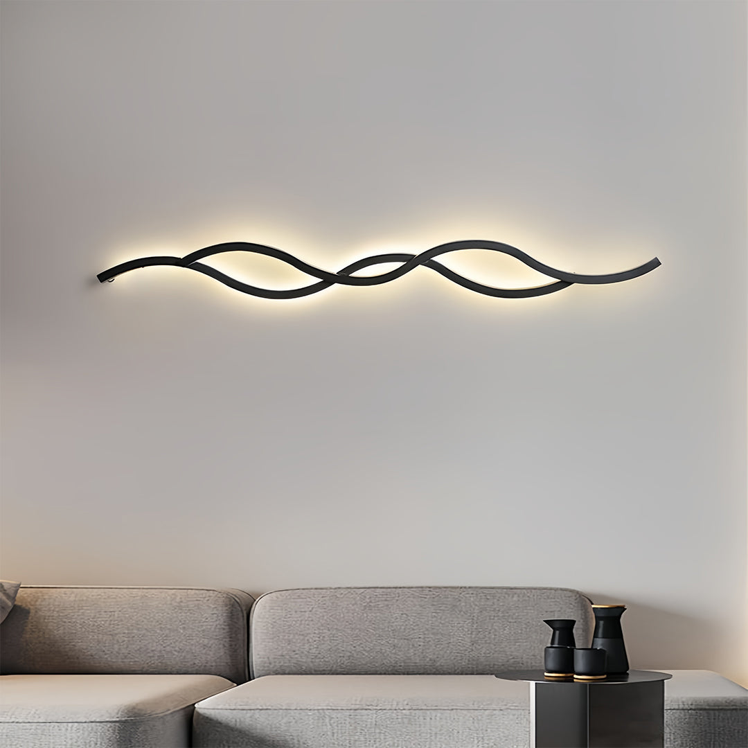Wavy Linear Wall Sconce — Aluminum & Silicone, 19W LED, USB Rechargeable, 5000mAh Battery, 3-Step Dimming, 39.37"