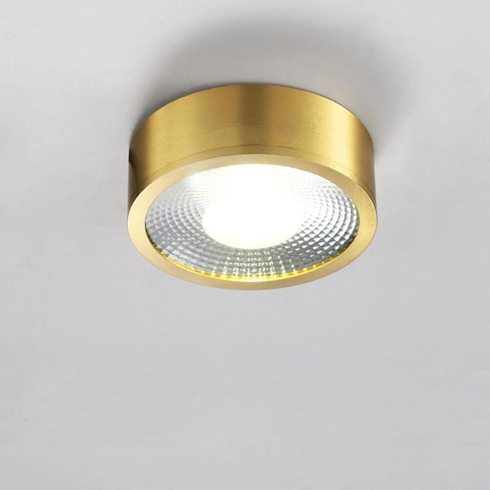 Round Flush-Mount Ceiling Light — Copper and Acrylic, LED, 7W, 3" or 4"