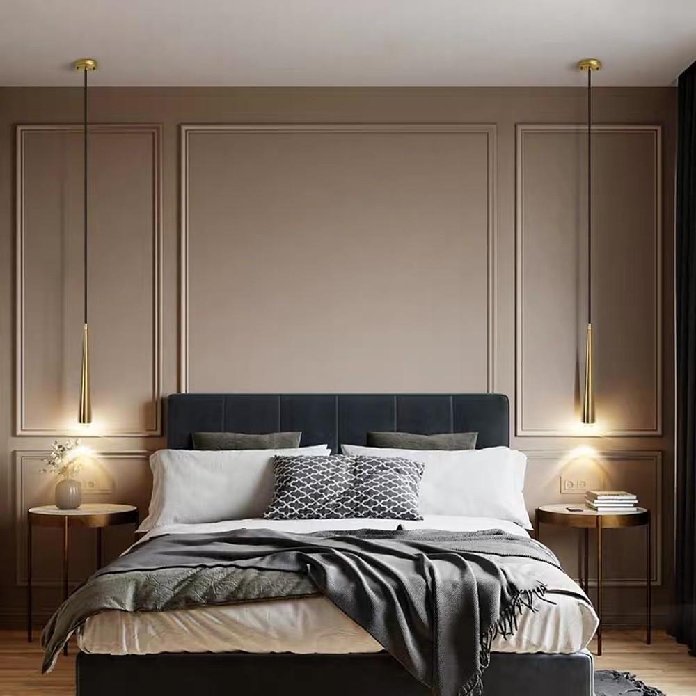 Elongated Cylinder Mini Pendant — Metal and Acrylic, LED 3000K, 1" Dia × 23", 59" Adjustable Cord