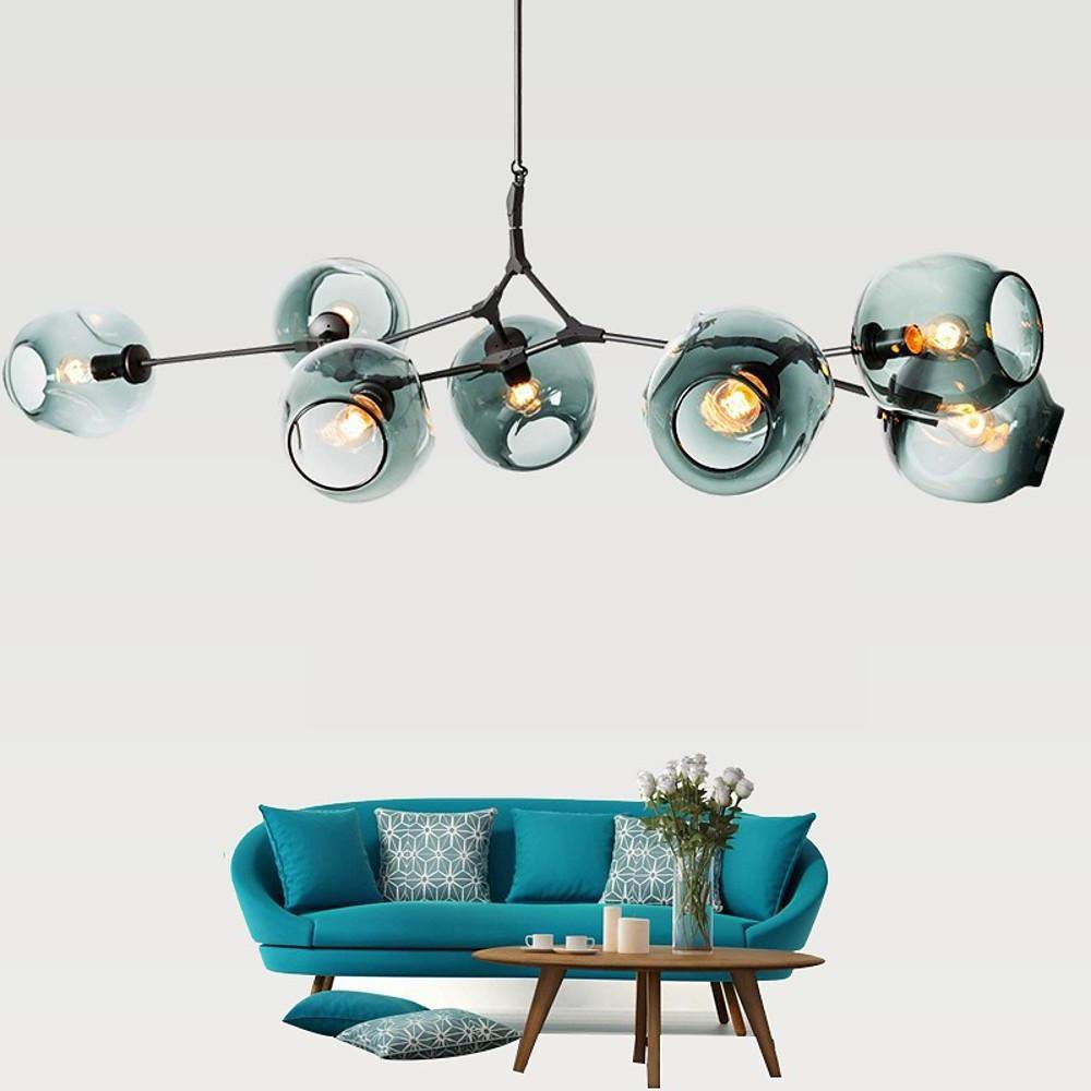Globe Sputnik Industrial Chandelier — Metal and Glass, E27, 3/5/6/7-Light, Choice of Finish and Shade Color